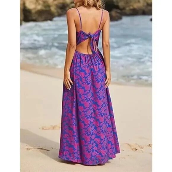 Cupshe Blue and Red Sleeveless Maxi Dress NWT small - Picture 2 of 6